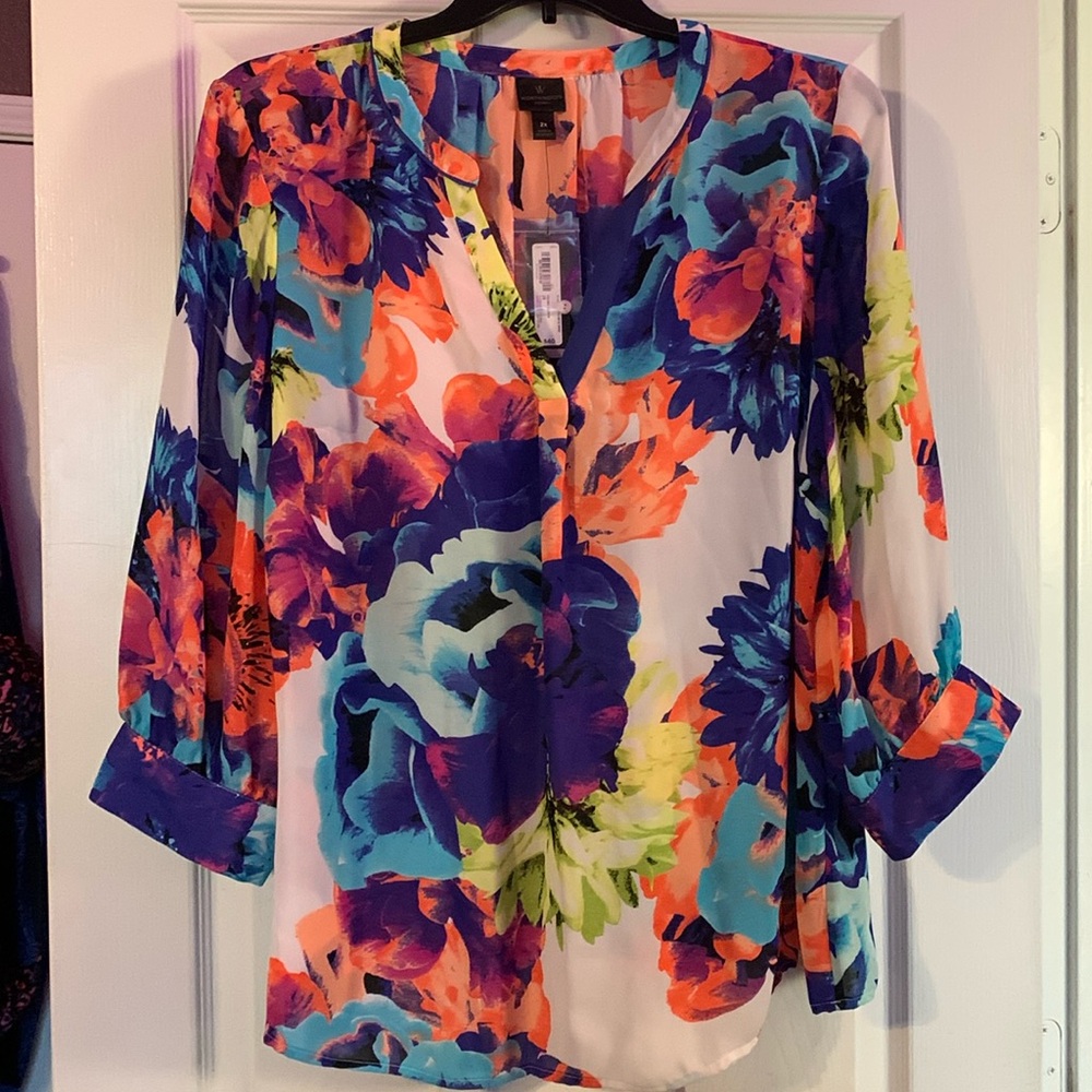 Plus Size Sheer multicolor blouse